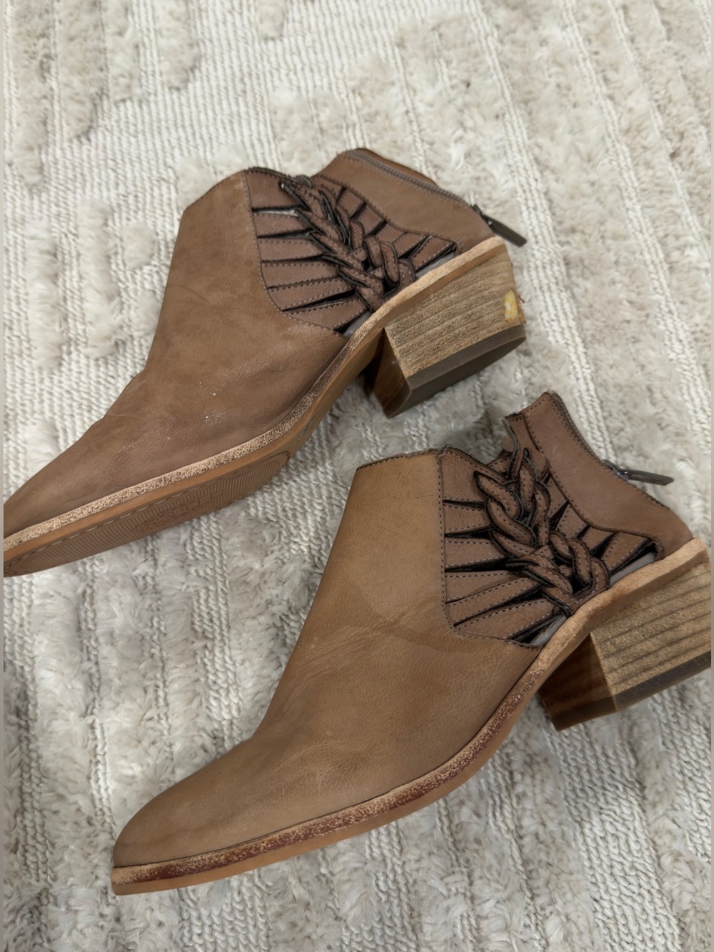 Vince Camuto leather Women’s Brown Braided Ankle Booties - Stylish Comfort